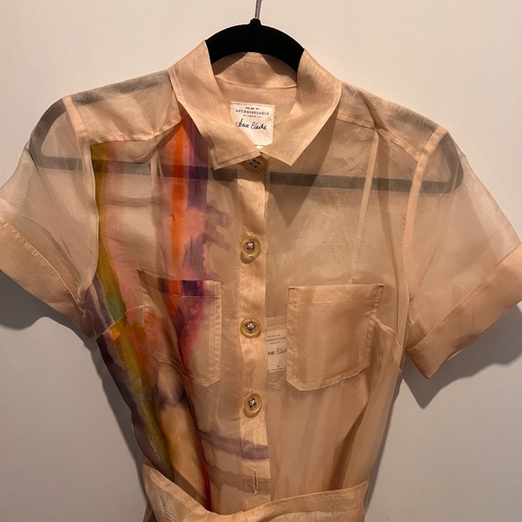 Anthropologie - Designed by Aimee Clarke - Silk shirtdress Size XS - Picture 2 of 6